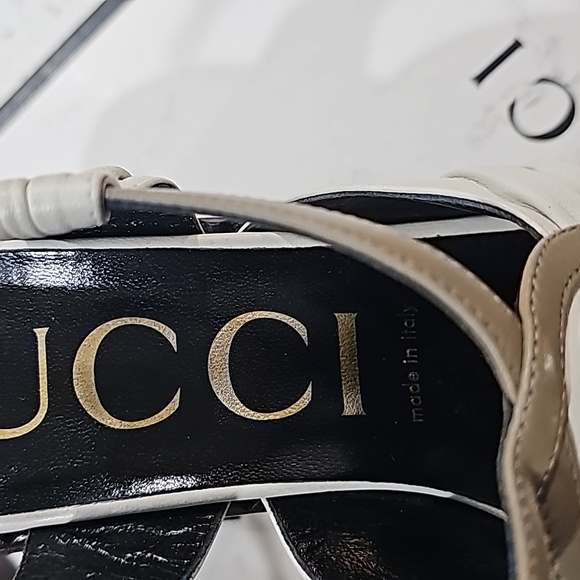 GUCCI NAPPA CHARLOTT DUSTY WHITE/ MUDD 37 1/2 PLATFORM SHOES. LIKE NEW - Picture 6 of 11